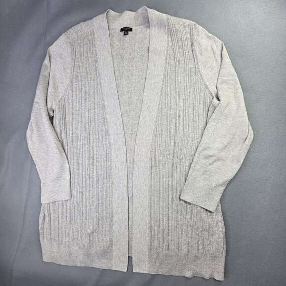 Talbots Plus Cardigan Sweater Womens 2X Gray Open Ribbed Metallic Knit Party - Picture 12 of 12